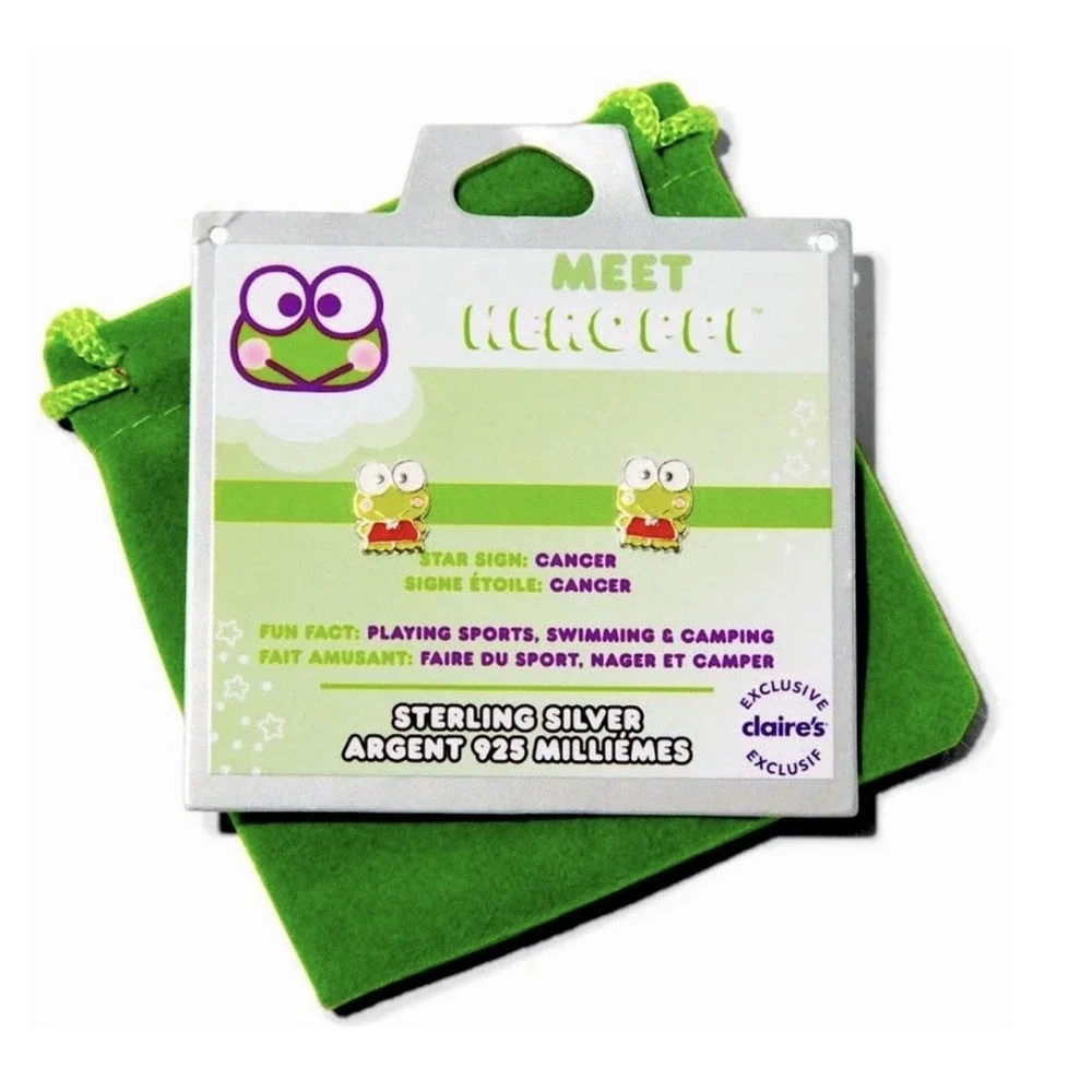 Keroppi Sterling Silver Plated Charm‎ Earrings Kawaii Anime NEW